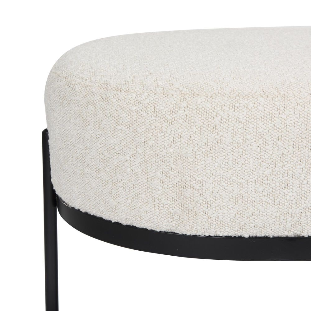 Mercana Amelia Upholstered Bench with Cream Boucle Cushion Seat in Black, , large