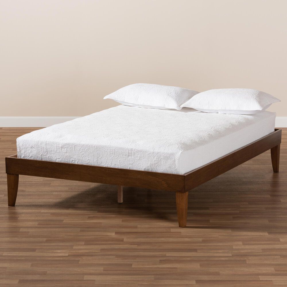 Baxton Studio Lucina Queen Platform Bed Frame in Walnut Brown, , large