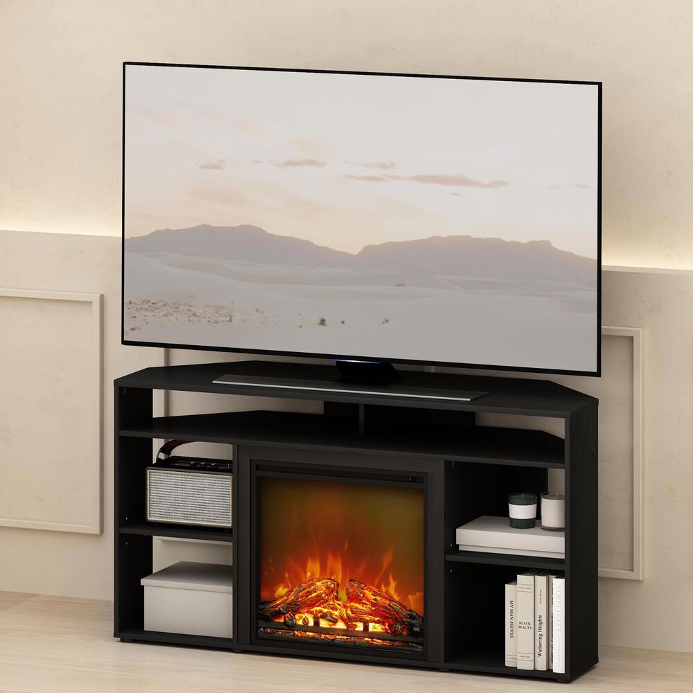 HOMLUX 47" Conner TV Stand with No Heat Electric Fireplace and 6 Open Shelves in Americano, , large