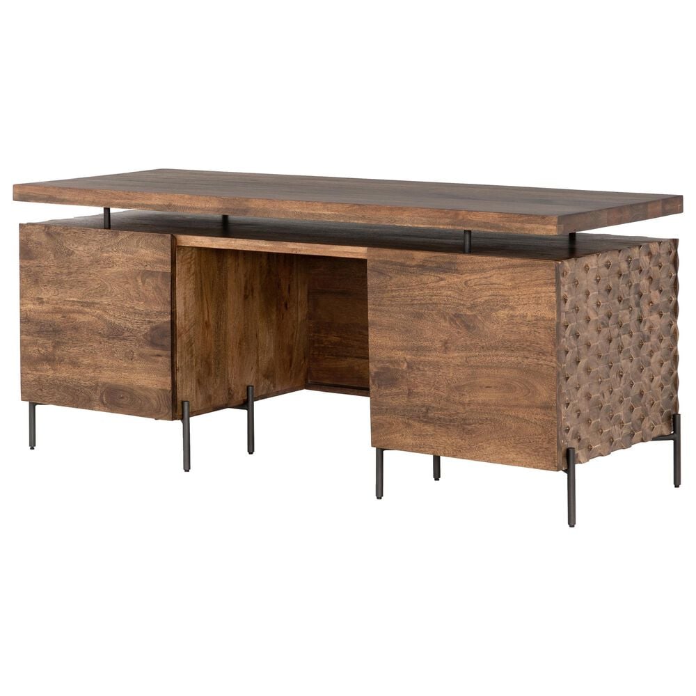 Four Hands Fallon Raffael Desk in Antique Brown and Gunmetal, , large