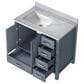 Lexora Home Jacques 36" Left Offset Single Bathroom Vanity in Dark Grey with 2 cm White Carrara Marble Top and Rectangular Sink, , large
