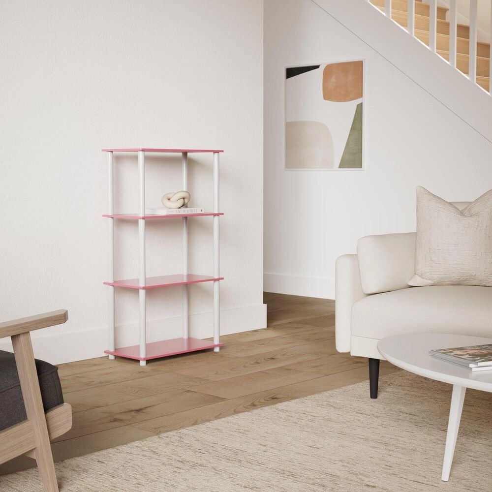 HOMLUX Turn-N-Tube 4-Tier Multipurpose Shelf Display Rack in Pink and White, , large