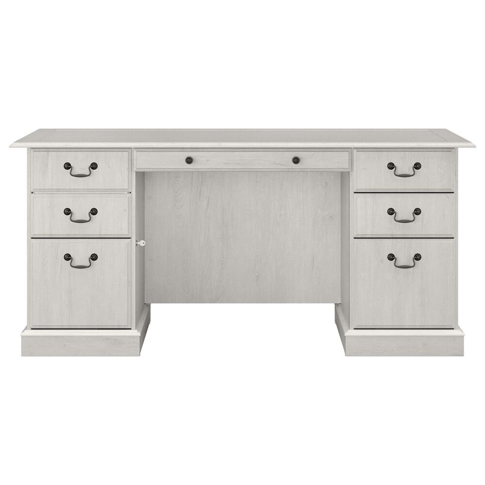 Bush Saratoga Executive Desk in Linen White Oak Nebraska Furniture Mart