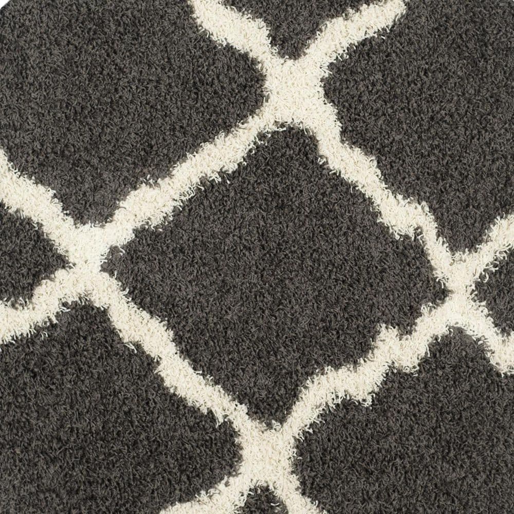 Safavieh Dallas Shag SGD257A-6R 6&#39; x 6&#39;  Dark Grey/Ivory Round Rug, , large