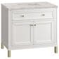 James Martin Vanities Chicago 36" Single Bathroom Vanity in Glossy White with 3 cm Victorian Silver Quartz Top and Rectangular Sink, , large
