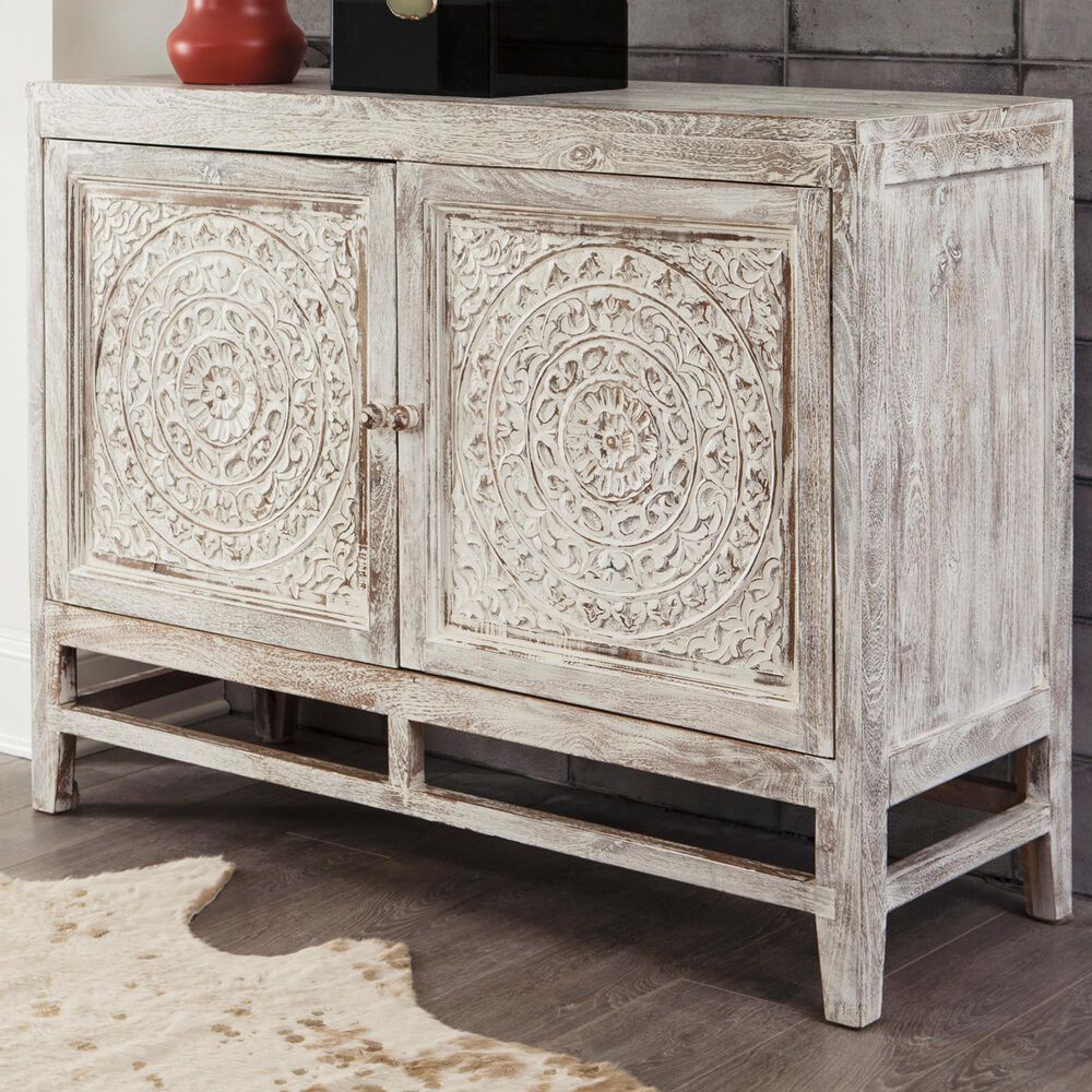 Signature Design by Ashley Fossil Ridge Accent Cabinet in Antique White, , large