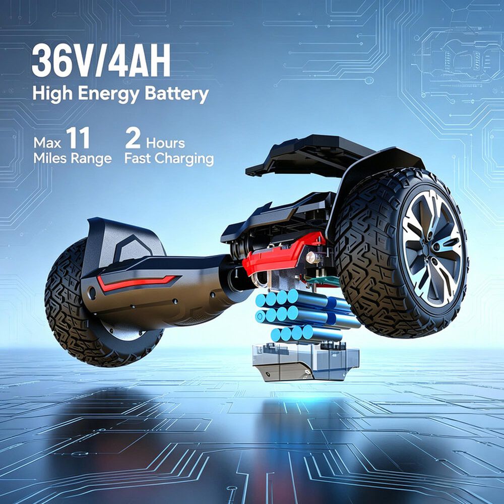 HOMLUX All-Terrain Self Balancing Scooter with 8.5" Tires in Black, , large