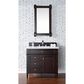 James Martin Vanities Brittany 36" Single Bathroom Vanity in Burnished Mahogany with 3 cm White Zeus Quartz Top and Rectangular Sink, , large