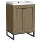 James Martin Vanities Chianti 24" Single Bathroom Vanity in Walnut Whisper and Champagne Brass with 2 cm White Glossy Composite Stone Top and Rectangular Sink, , large