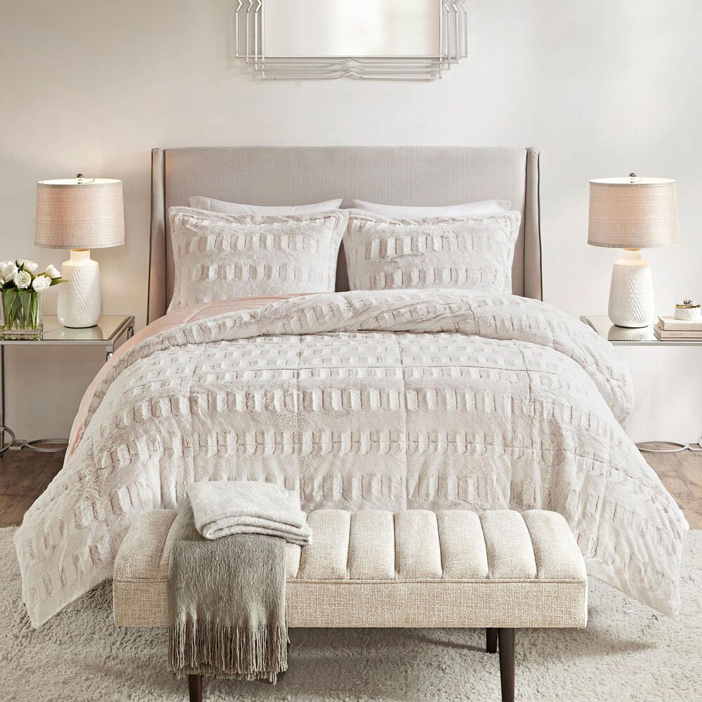 Hampton Park Gia Back Print Long Fur 2-Piece Twin/Twin XL Comforter Mini Set in Blush, , large