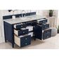 James Martin Vanities Brittany 60" Single Bathroom Vanity in Victory Blue with 3 cm Eternal Jasmine Pearl Silestone Top, Rectangular Sink and FreePower Wireless Charger, , large
