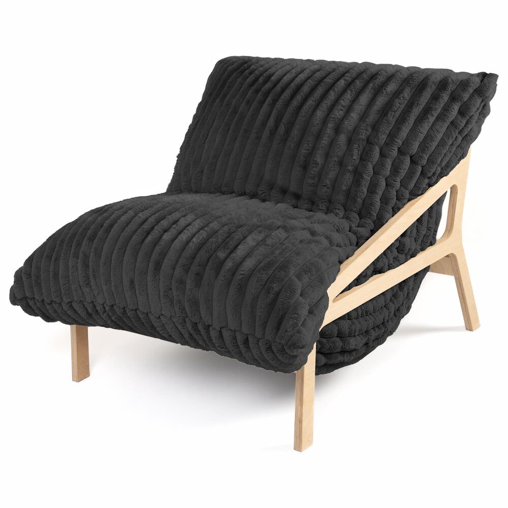 Jaxx Saxx Mondo Fur Bean Bag Lounge Chair in Black, , large