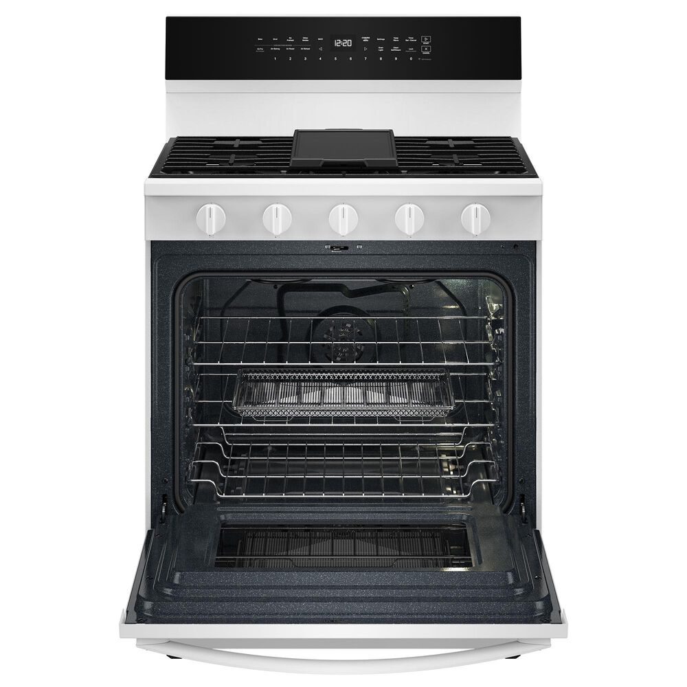 Whirlpool 5.3 Cu. Ft. Freestanding Smart Gas Range with Air Cooking Technology in White, , large