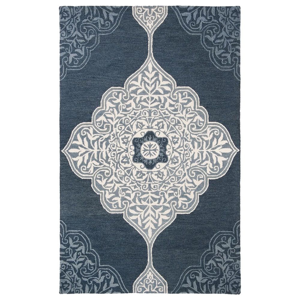 Safavieh Micro-Loop 5" x 8" Grey and Navy Area Rug, , large