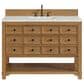 James Martin Malibu 48" Single Bathroom Vanity in Amber Birch with 3 cm Victorian Silver Quartz Top and Rectangular Sink, , large