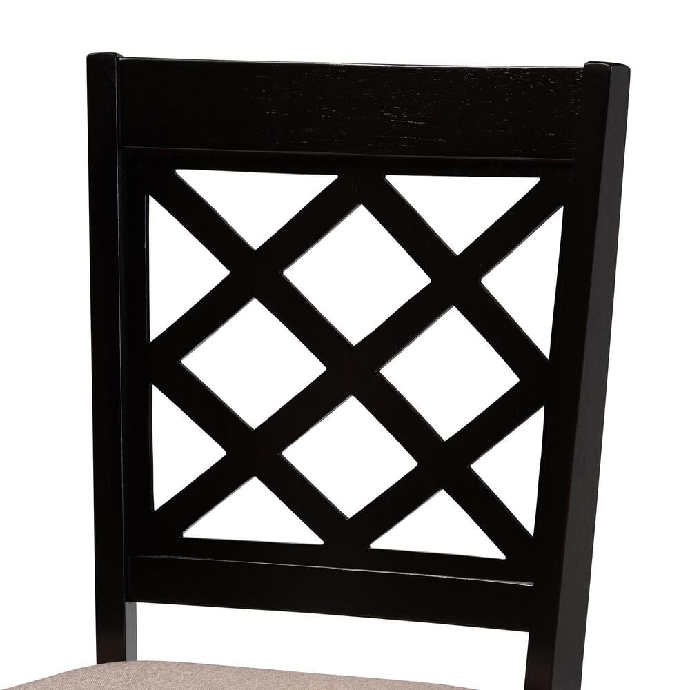 Baxton Studio Verner Side Chair with Sand Cushion in Dark Brown (Set of 2), , large