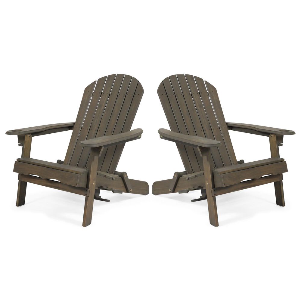 Noble House Bellwood Patio Adirondack Chair in Grey (Set of 2), , large