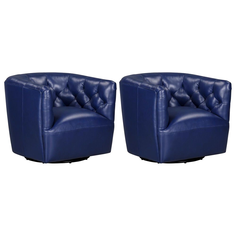Italiano Furniture Cambria Mira Swivel Chair in Blue (Set of 2), , large