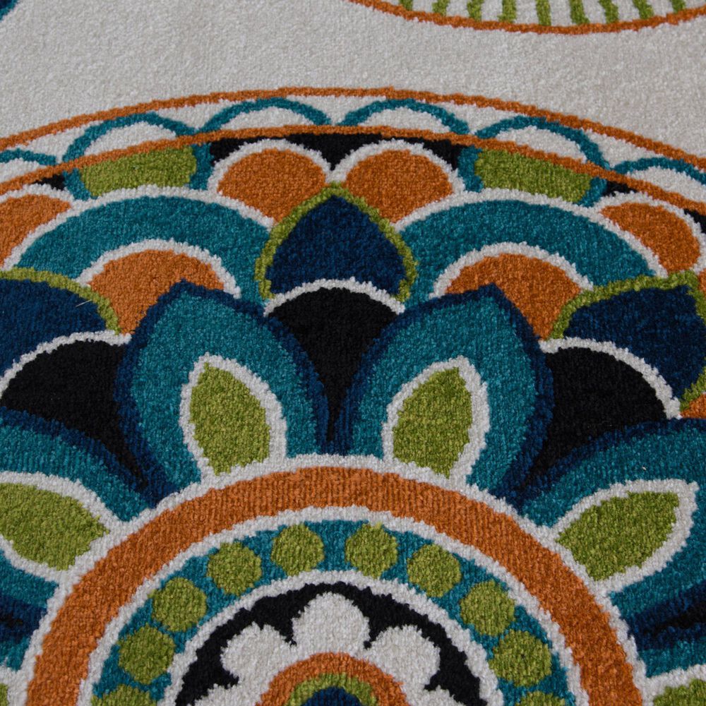 Central Oriental Terrace Tropic Burnette 9&#39;10&quot; x 12&#39;10&quot; Snow and Multicolor Area Rug, , large