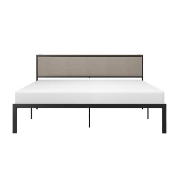 The Monday Company King Metal and Upholstered Platform Bed with USB Ports in Black, , large