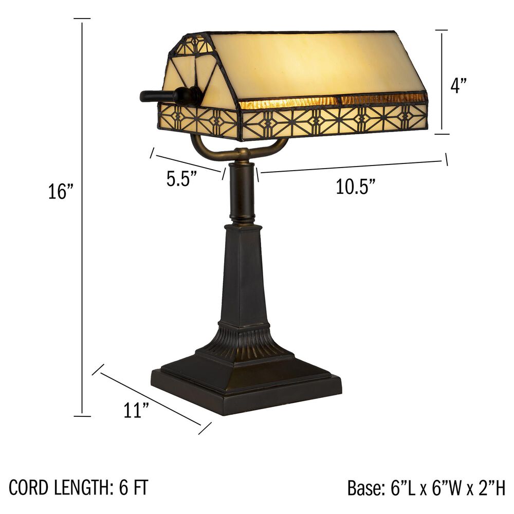 Timberlake Tiffany Style Bankers Lamp with LED Bulb in Black, , large
