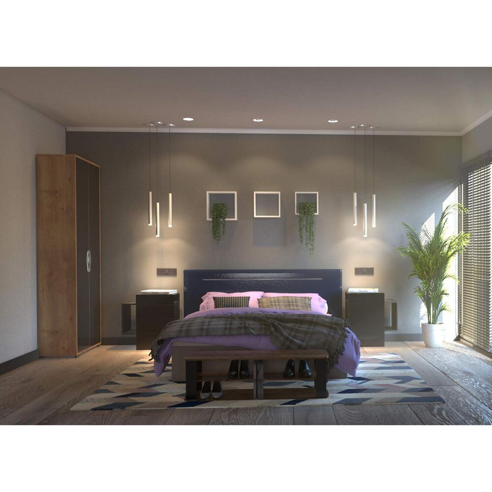 HOMLUX 43.3" Modern Entertainment Center TV Stand in Columbia Walnut and Black, , large