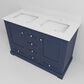 Lexora Home Dukes 48" Double Bathroom Vanity in Navy Blue with 2 cm White Cultured Marble Top and Rectangular Sinks, , large