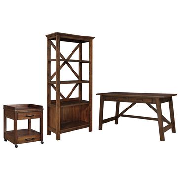 Ashley Baldridge 3-Piece Office Desk Set in Rustic Brown, , large