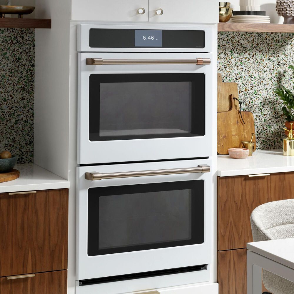 Cafe 30&quot; Smart Double Electric Wall Oven with Convection in Matte White and Brushed Black, , large