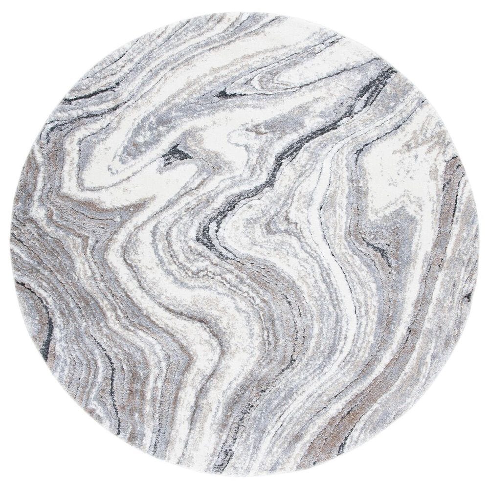 Safavieh Cyrus Shag CYR120G 6"7" Round Grey and Beige Area Rug, , large