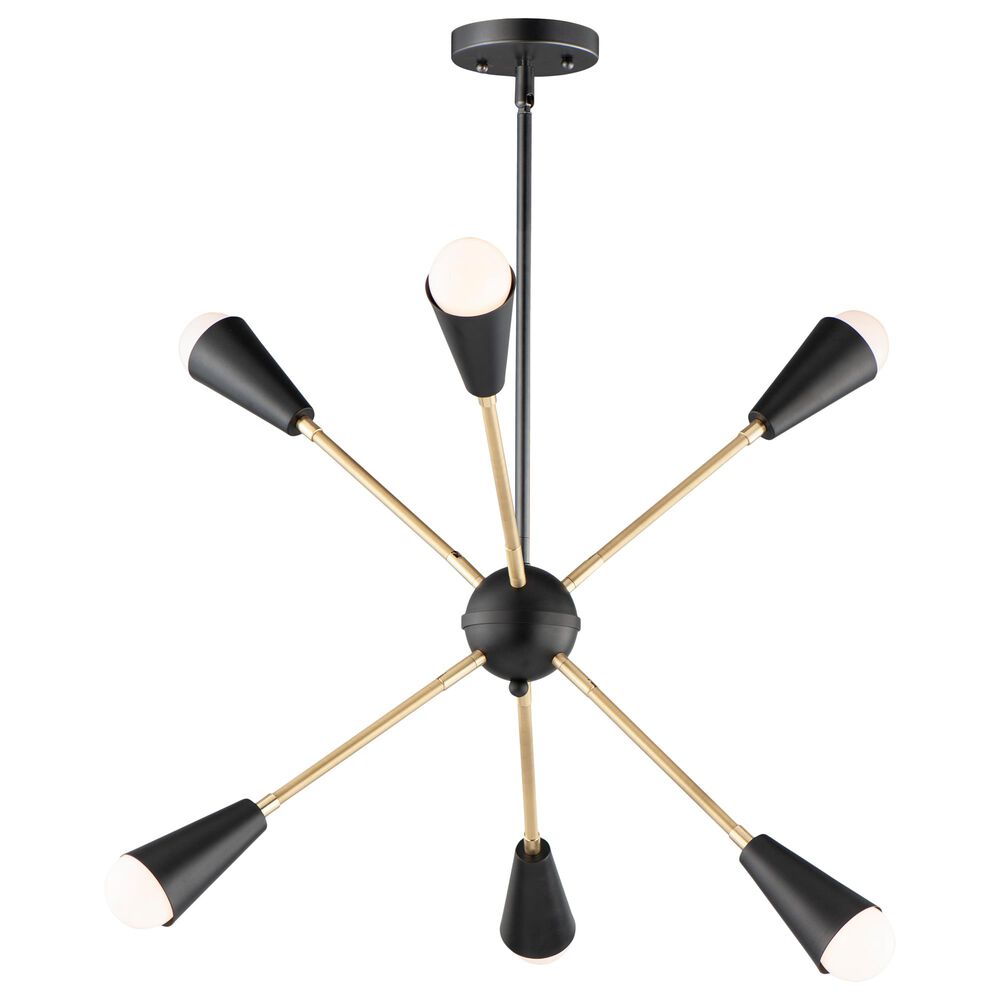 Maxim Lighting Lovell 6-Light Pendant in Black and Satin Brass, , large