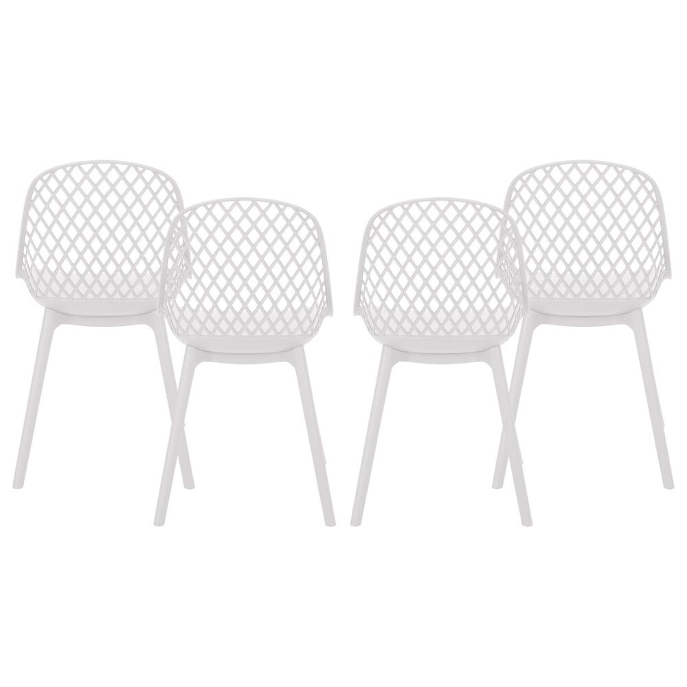 Noble House Lily Patio Dining Chair in White (Set of 4) NFM
