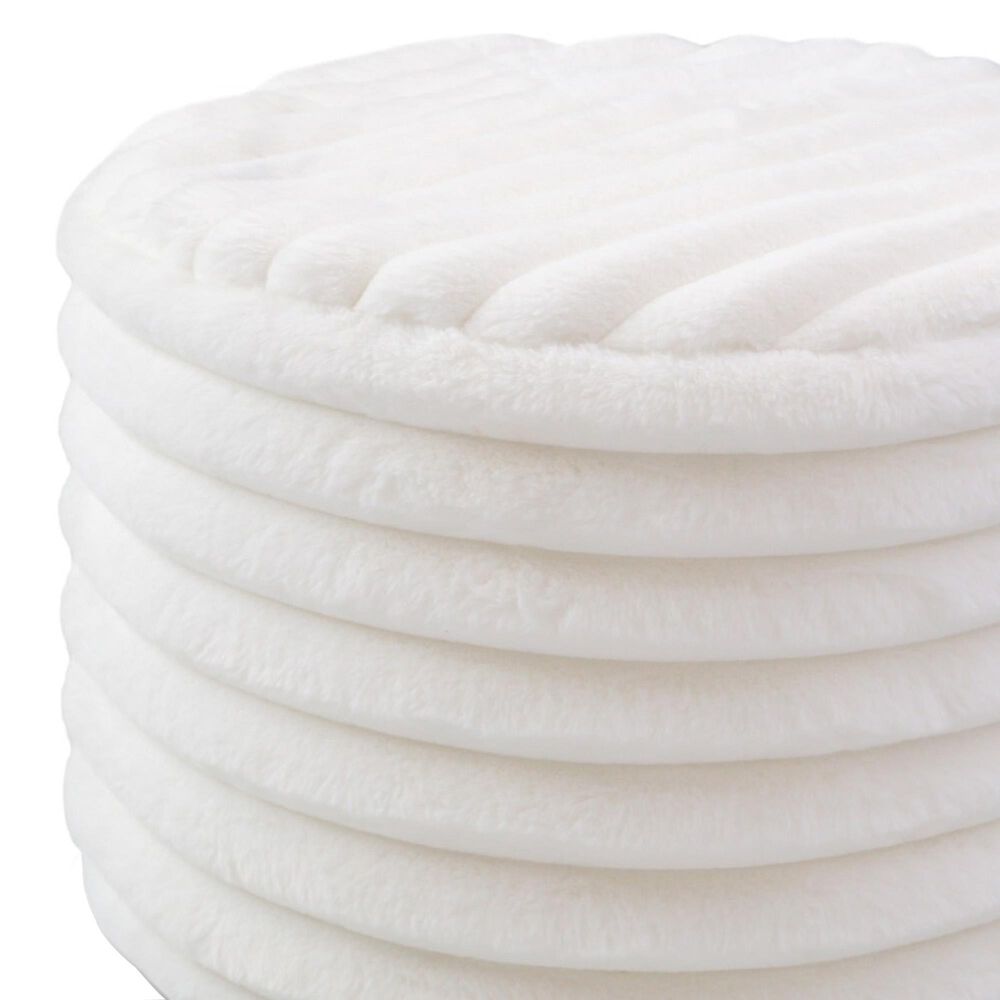Jaxx Paran Round Ottoman in Mondo White, , large