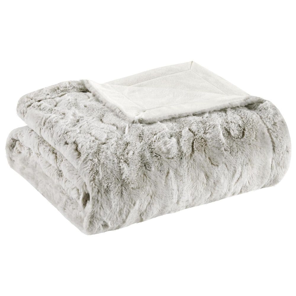 Hampton Park Zuri 60" x 70" Faux Fur Throw in Snow Leopard, , large