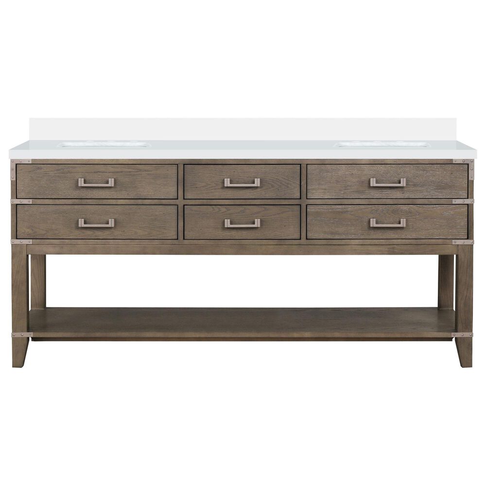 Lexora Home Norwalk 72&quot; Double Bathroom Vanity in Grey Oak with White Carrara Marble Top  and Rectangle Sink, , large
