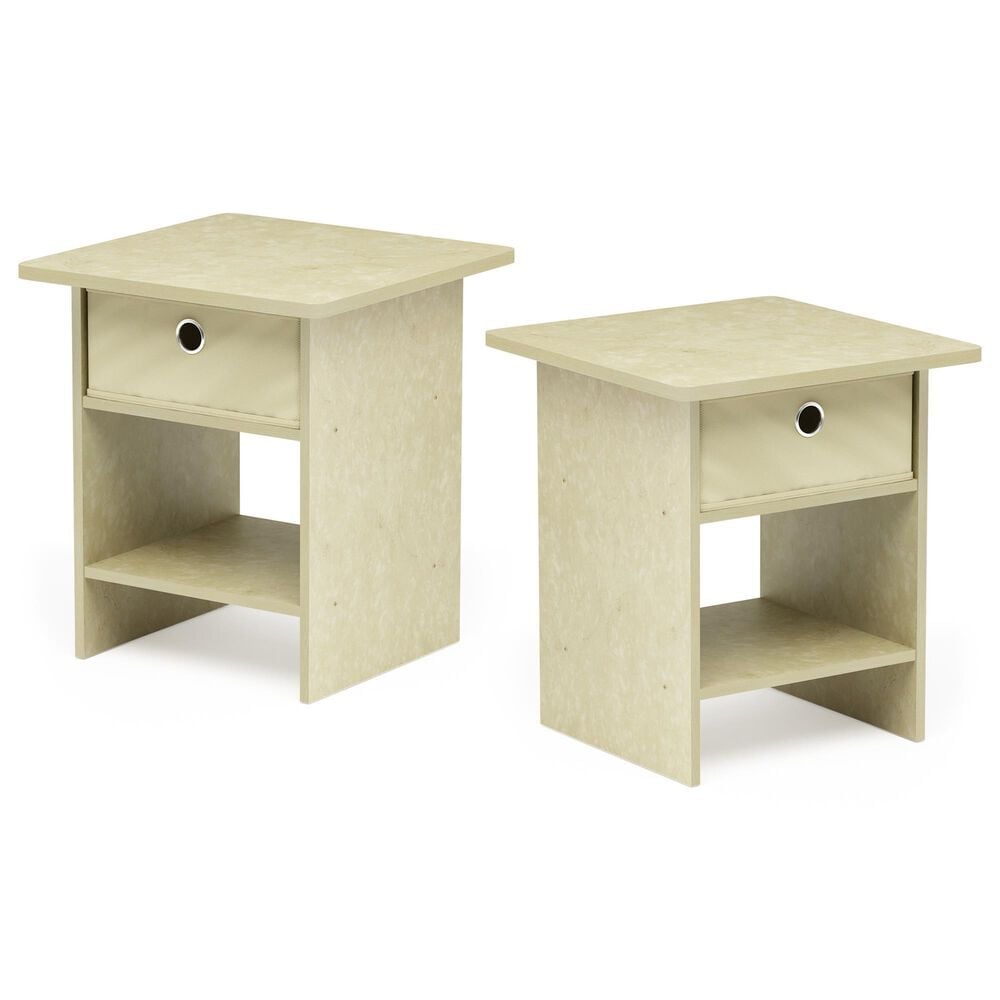 HOMLUX 1-Drawer Modern Nightstand with Open Shelf in Cream (Set of 2), , large