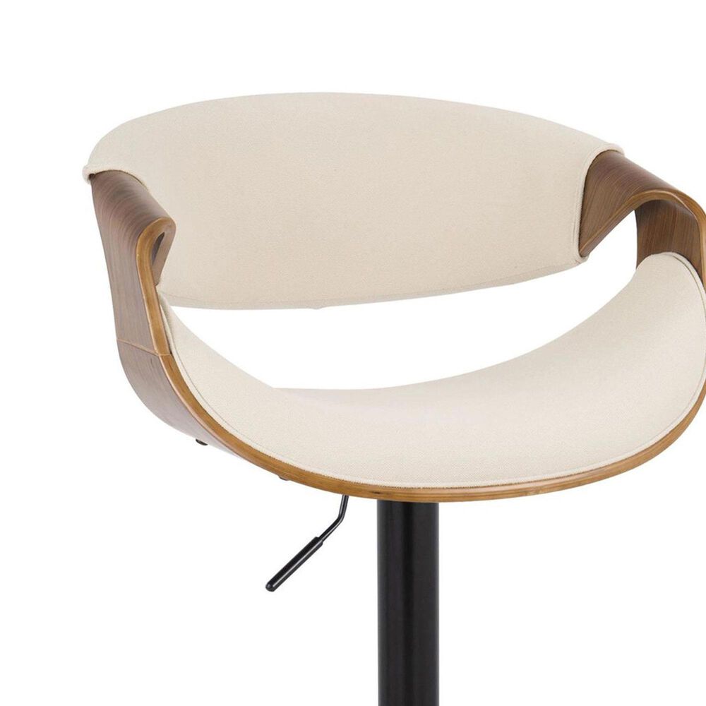 LumiSource Curvo Swivel Adjustable Barstool with Cream Upholstery in Black and Walnut (Set of 2), , large