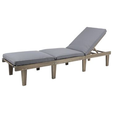 Hearth and Haven Ariana Outdoor Wood Chaise Lounge with Cushions in Grey, , large