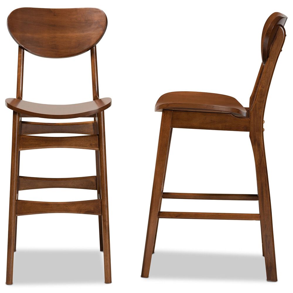 Baxton Studio Katya Bar Stool in Walnut Brown (Set of 2), , large