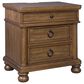 Ashley Rowlenstown 3 Drawer Nightstand in Medium Brown with Outlet and USB Ports, , large