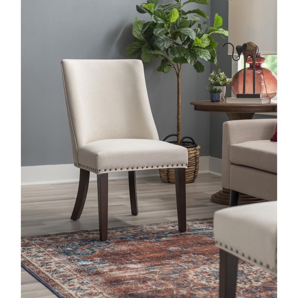 Linon Home Decor Adler Side Chair with Neutral Fabric Cushion in Espresso, , large
