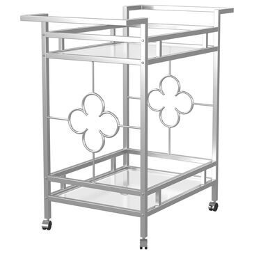 Furniture of America Arrington Serving Cart in Chrome, , large
