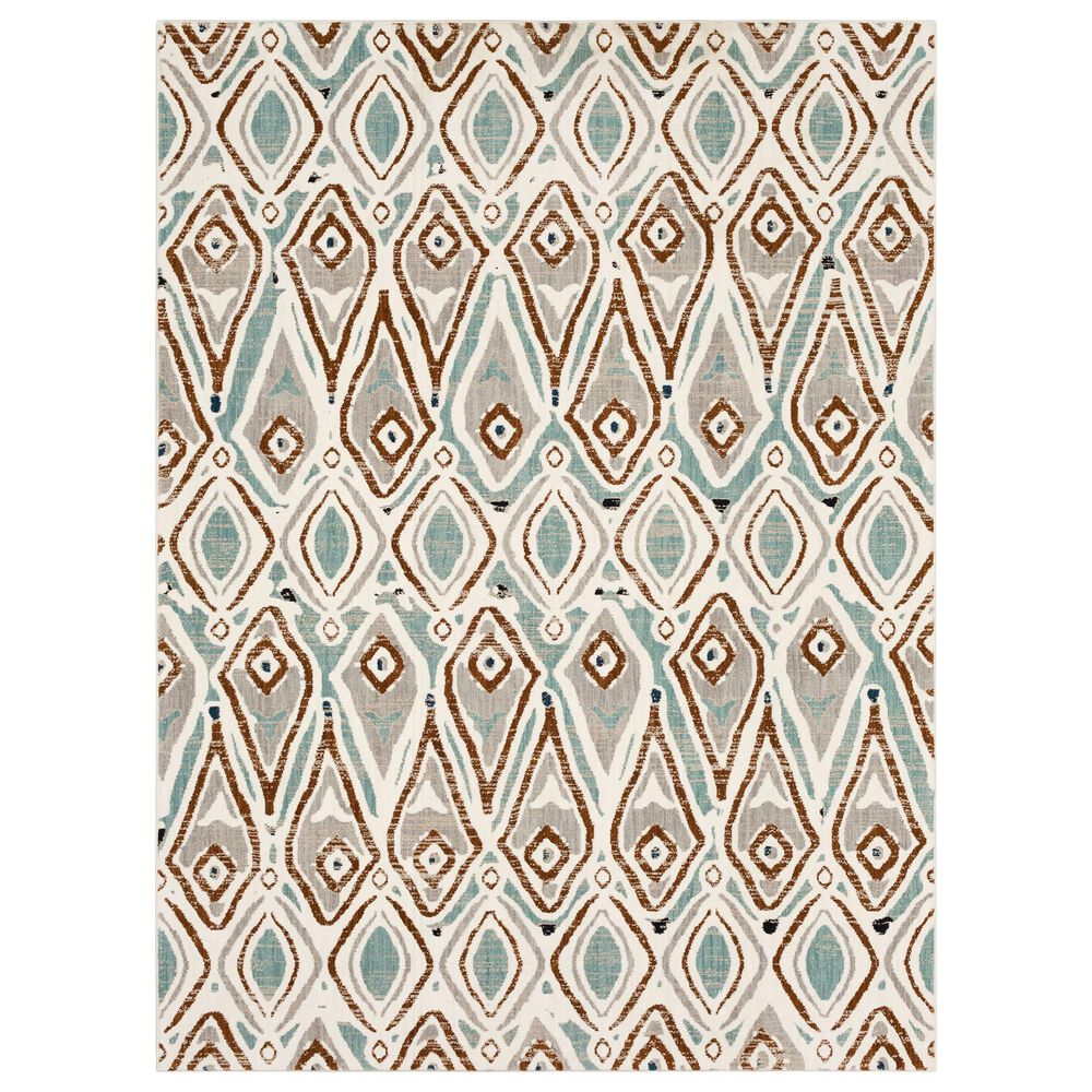 Karastan Epiphany Sketched Diamond 2"4" x 7"10" Robin"s Egg Runner, , large