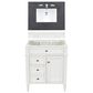 James Martin Vanities Brittany 30" Single Bathroom Vanity in Bright White with 3 cm Charcoal Soapstone Quartz Top and Rectangle Sink, , large