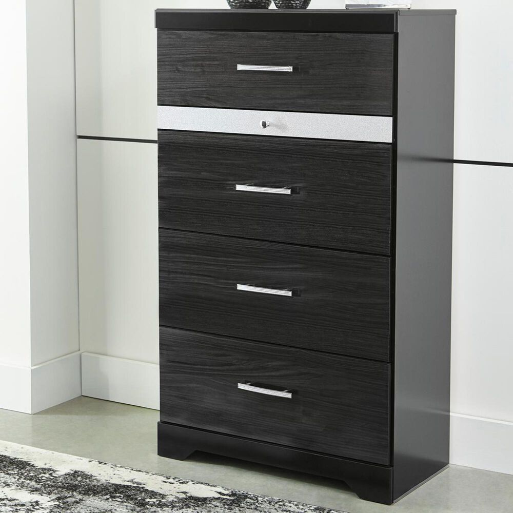 Signature Design by Ashley Starberry 5 Drawer Standard Chest in Black, , large