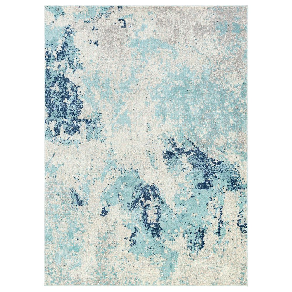 Surya Bodrum 6" x 9"11" Ivory, Gray, Navy and Aqua Area Rug, , large