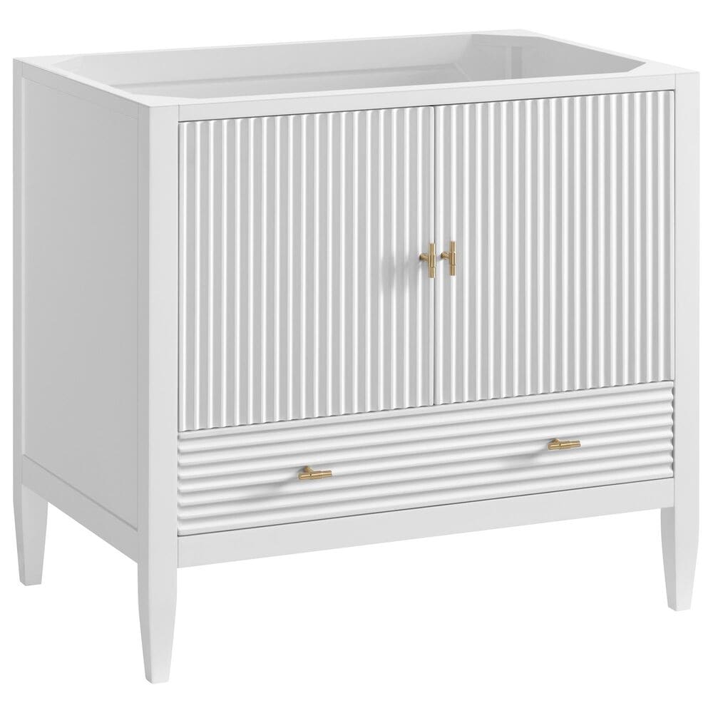 James Martin Vanities Myrrin 36&quot; Vanity in Bright White with 3 cm Lime Delight Quartz Top, , large