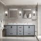 Lexora Home Ziva 80" Double Bathroom Vanity in Dark Grey with 2 cm White Cultured Marble Top and Rectangular Sinks, , large
