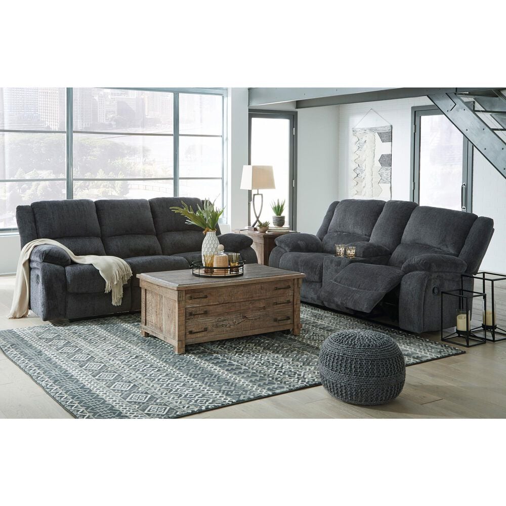 Ashley Draycoll Manual Reclining Sofa and Loveseat Set in Slate, , large