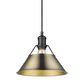 Golden Lighting Orwell 1-Light Medium Pendant with Aged Brass Shade in Matte Black, , large